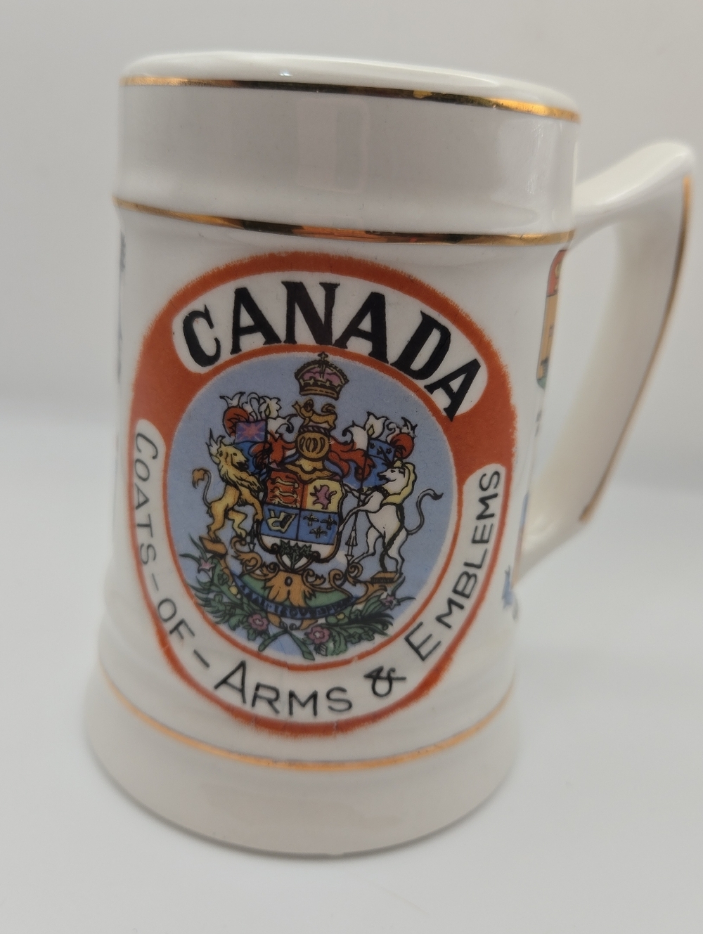 Vintage Canada Coat of Arms Mug Hand Painted Japan Ceramic Souvenir Coffee Cup